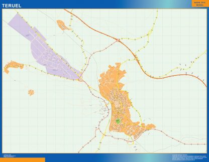 Mapa Teruel callejero enmarcado plastificado